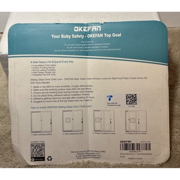 OkeFan Sliding Glass Door or Sliding Windows Child Lock Set Of 4 Baby Safety - Picture 2 of 4